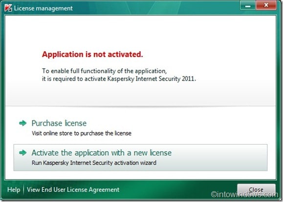 Активируйте Kaspersky Internet Security 2011 с помощью файла ключа