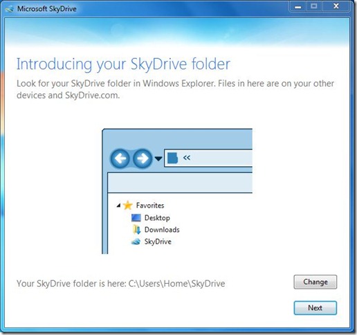 Изменить местоположение клиента SkyDrive по умолчанию в Windows Шаг 3