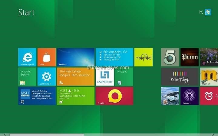 изменить количество строк по умолчанию на начальном экране Windows 8