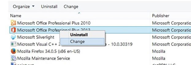 Измените или обновите ключ продукта Office 2013.