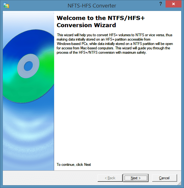 Конвертировать изображение HFS в NTFS