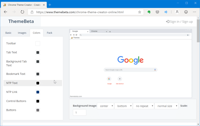 создавать темы Google Chrome онлайн