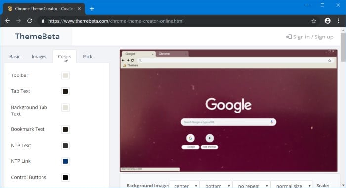 создать тему Google Chrome онлайн pic4