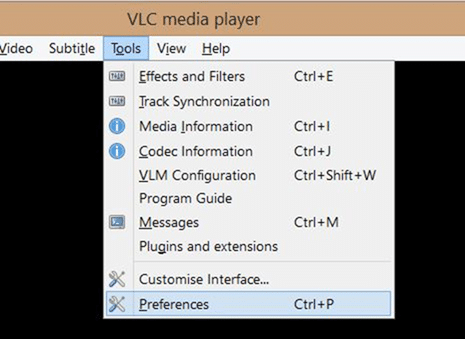 Настройка сочетаний клавиш проигрывателя VLC, шаг 1