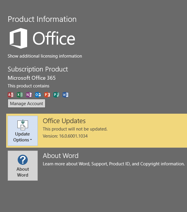 Отключить обновления Office 2016 рис.3