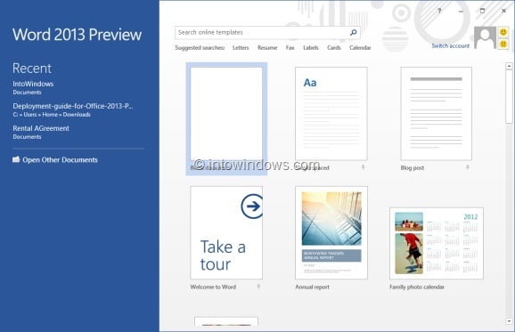 Отключить или отключить стартовый экран в Office 2013