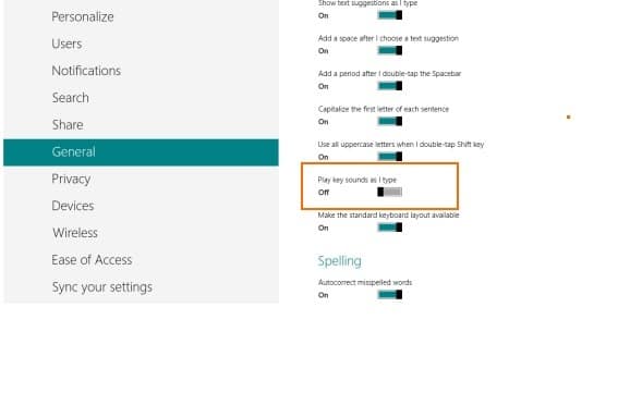 Отключить звук сенсорной клавиатуры Windows 8
