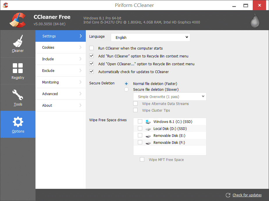 Отключите функцию активного мониторинга ccleaner, шаг 1.