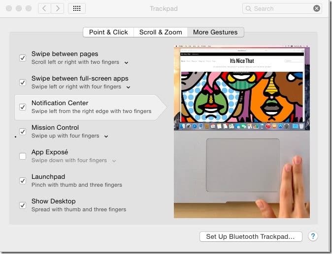 Отключить или включить жесты трекпада Mac pic2