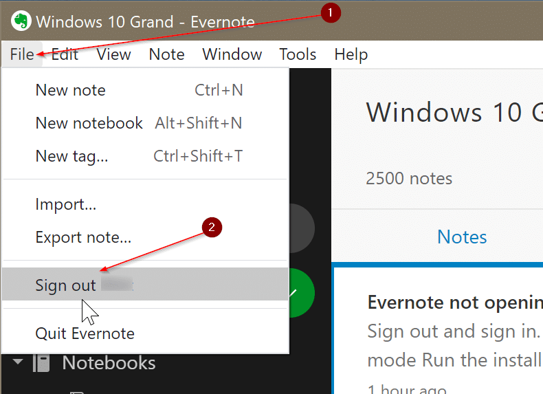 Evernote не открывается или не работает в Windows 10 pic4