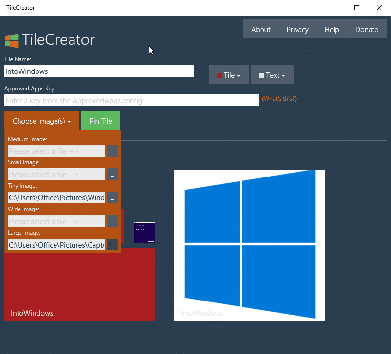 Бесплатные инструменты для настройки Windows 10 Tile Creator