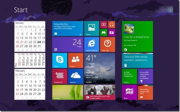 Получить Live Calendar Начальный экран Windows