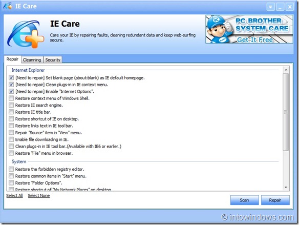 IE Care для Windows