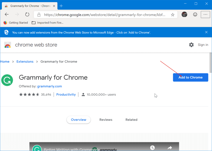 Установите расширения Chrome на Microsoft Edge pic4