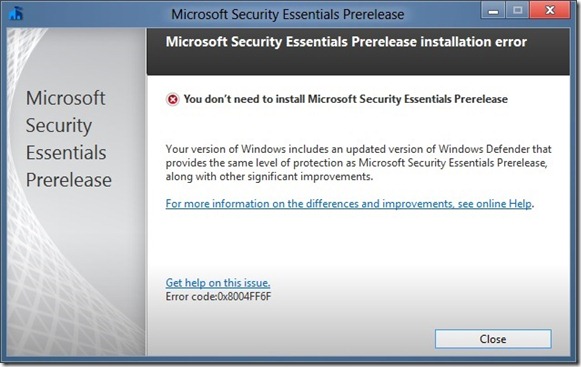 Установка Microsoft Security Essentials в Windows 8. Изображение