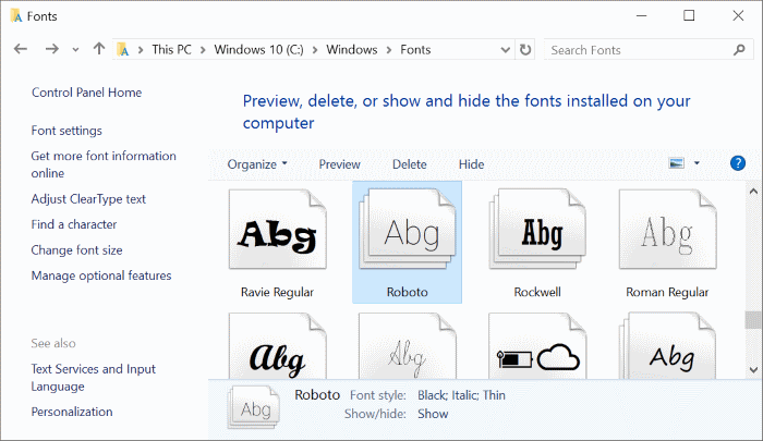 Установка шрифтов в Windows 10 рис3