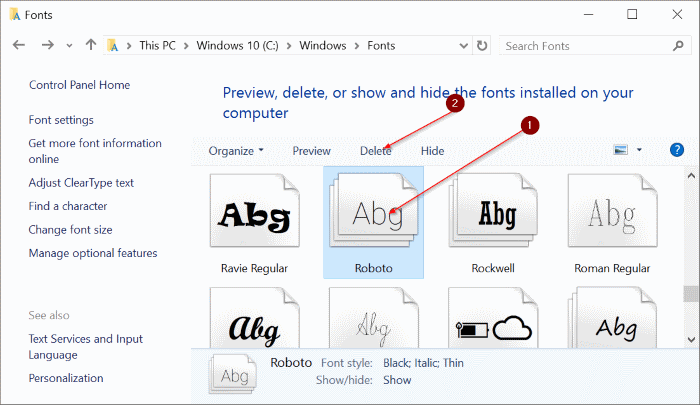 Установка шрифтов в Windows 10 рис4