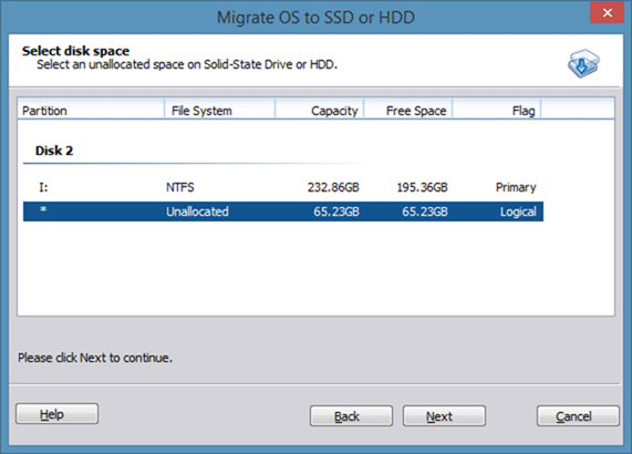 Перенесите Windows 8 на SSD с помощью Partition Assistant, шаг 3.