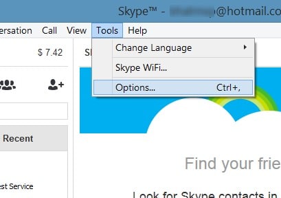 Свернуть Skype в область уведомлений на панели задач в Windows