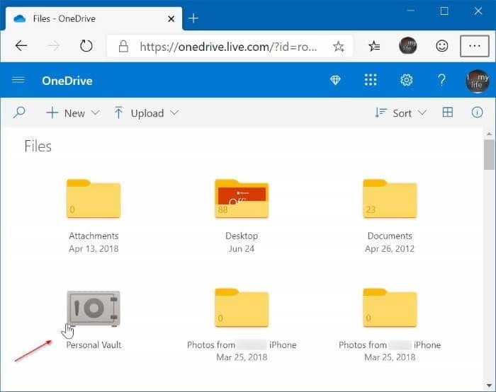 Личное хранилище OneDrive рис.1