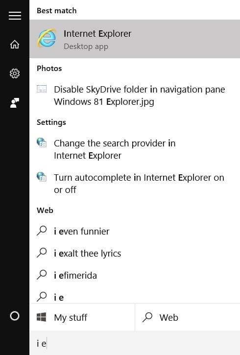 Откройте Internet Explorer в Windows 10, рис. 1.1.