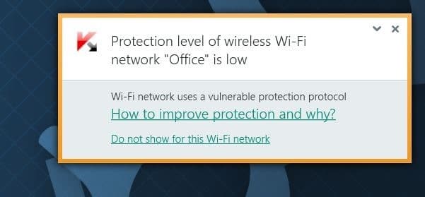 Уровень защиты беспроводной сети Wi-Fi низкий, ошибка