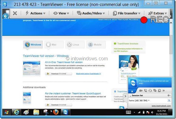 Запись сеанса в TeamViewer