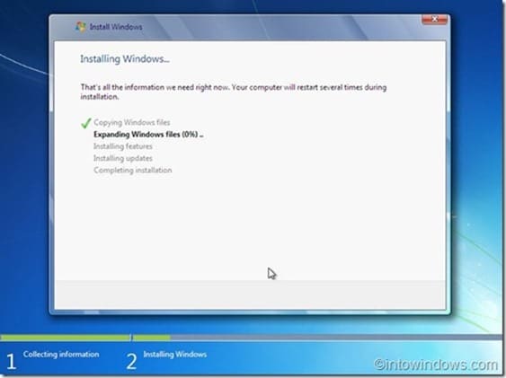 Переустановите Windows 7 без ключа продукта, шаг 10.