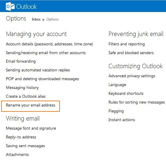 Переименуйте адрес электронной почты Hotmail и Live в Outlook.com. Шаг 3