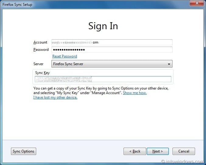 Setup Firefox Sync Step91