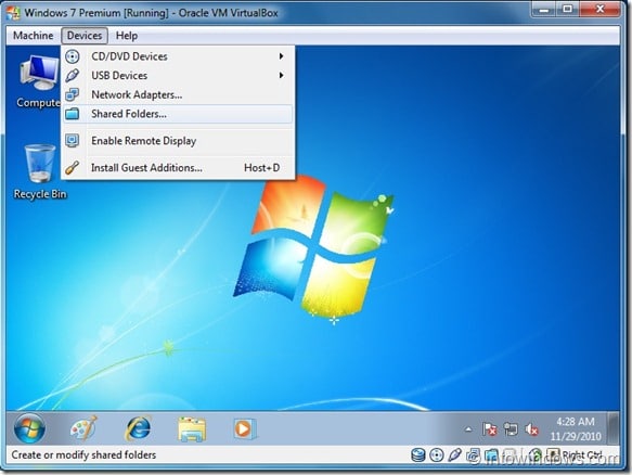 Совместное использование папок между VirtualBox и хост-компьютером Windows 7