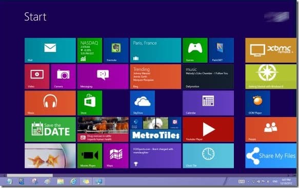 Показать панель задач на начальном экране в Windows 8