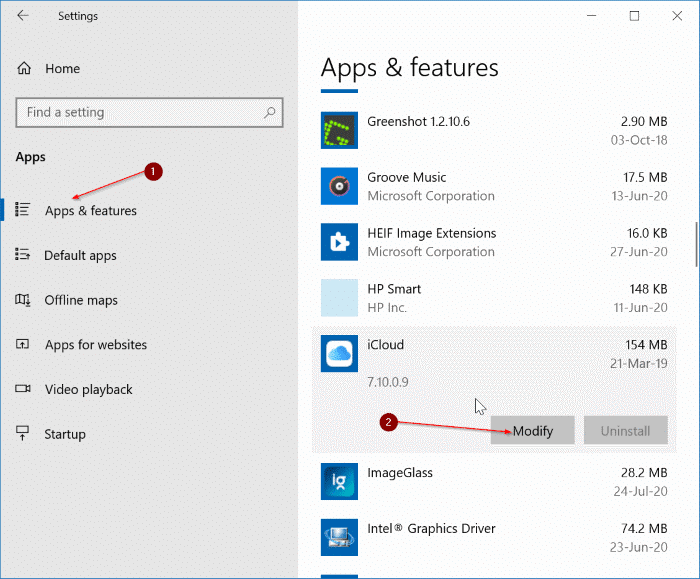 Удалить icloud и icloud photos из Windows 10 pic1