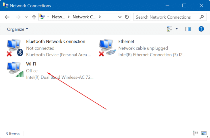 Просмотр сохраненного пароля Wi-Fi в Windows 10 Шаг 3