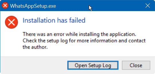 Ошибка установщика WhatsApp