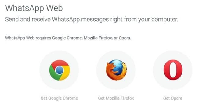 Веб-сайт WhatsApp в Firefox и Opera