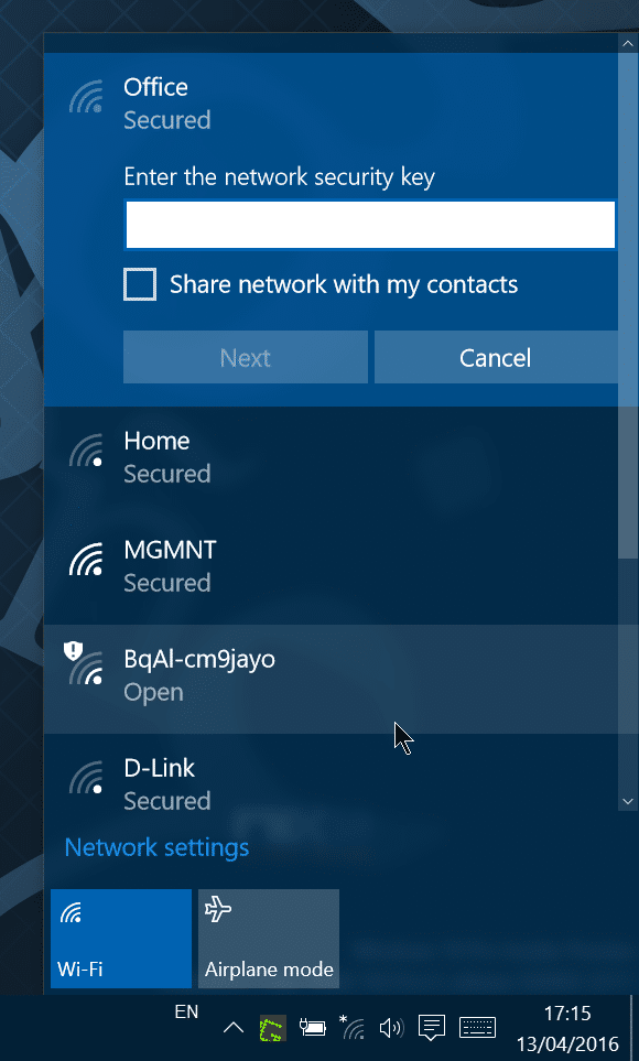 Windows 10 не запоминает пароль Wi-Fi