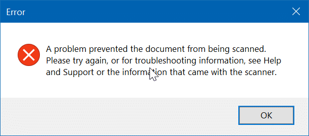 проблема не позволяла сканировать документ в Windows 10