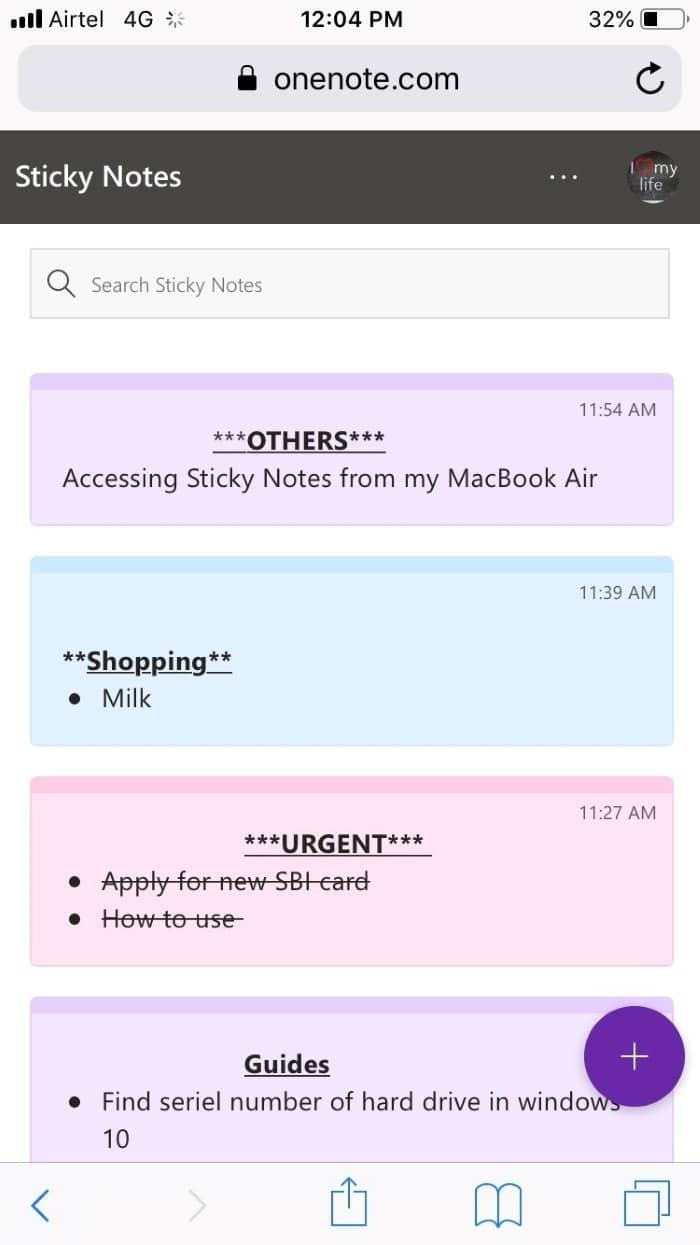 доступ к Windows 10 Sticky Notes на Mac, iPhone, Android pic3