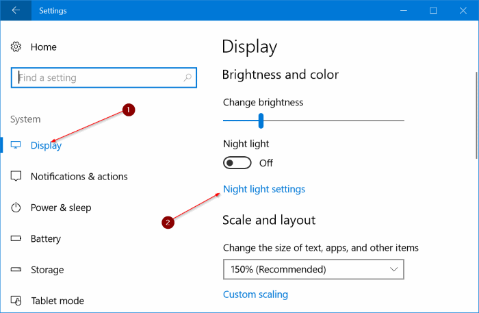 автоматически включать режим ночного освещения в Windows 10 рис.1