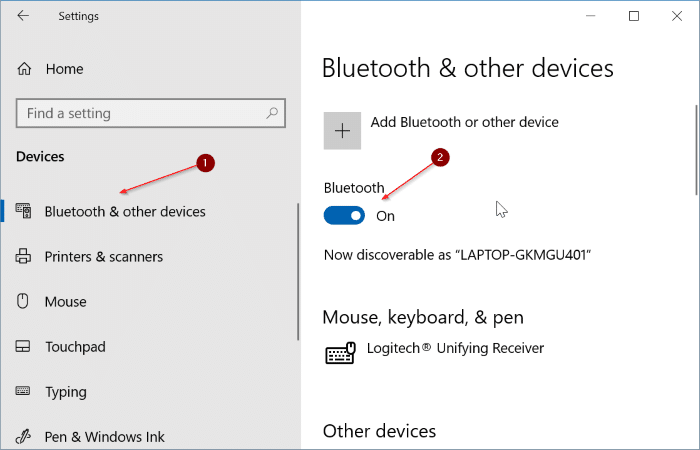 Значок Bluetooth отсутствует на панели задач в Windows 10