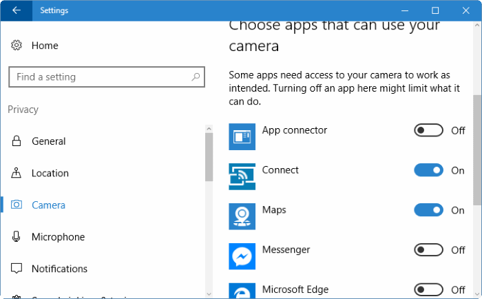 изменить разрешения приложения в Windows 10 pic3