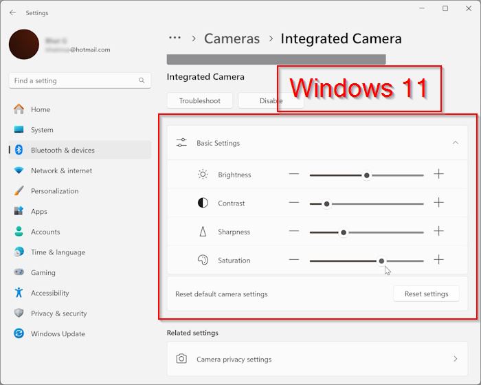 изменить настройки камеры в Windows 11 pic2