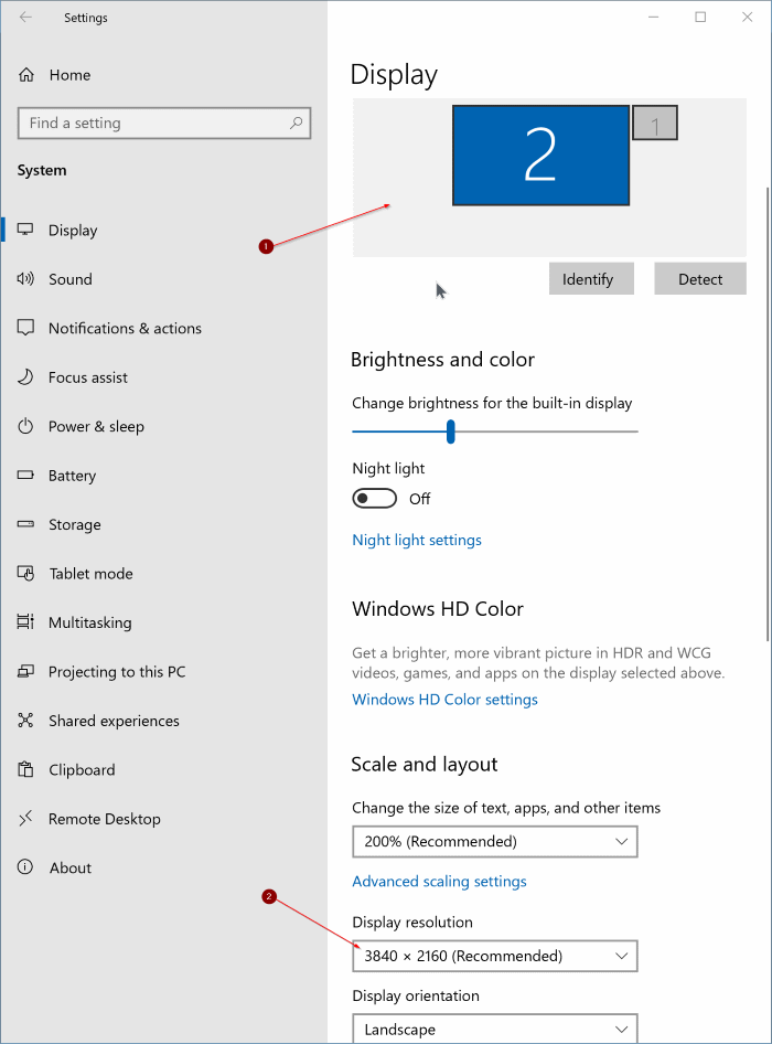 изменить разрешение экрана в Windows 10 рис2