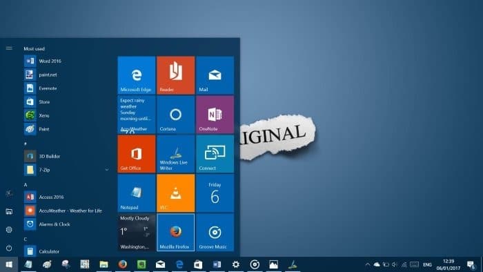 изменить фон меню «Пуск» в Windows 10