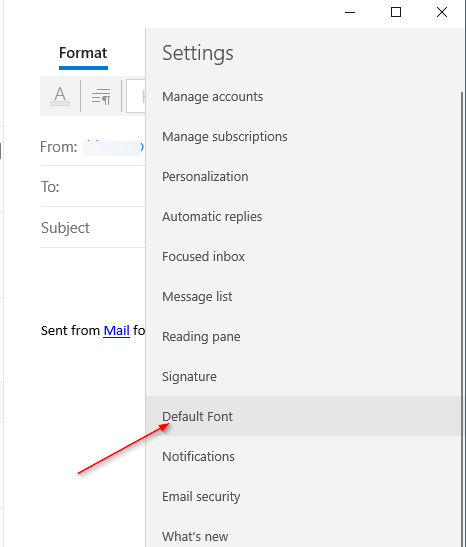 изменить шрифт по умолчанию в приложении «Почта» в Windows 10 pic3