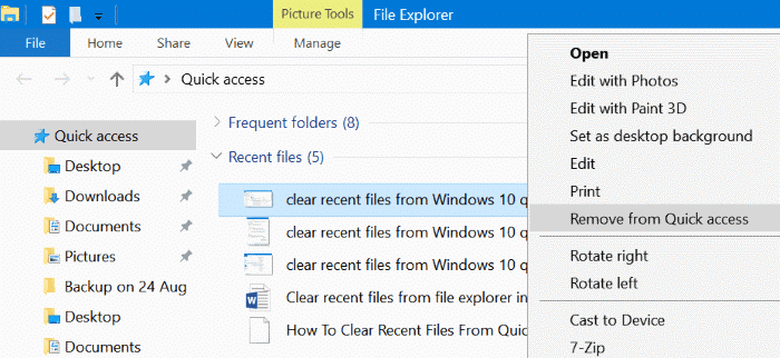 очистить последние файлы из быстрого доступа Windows 10 pic02