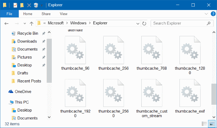 очистить кэш миниатюр в Windows 10