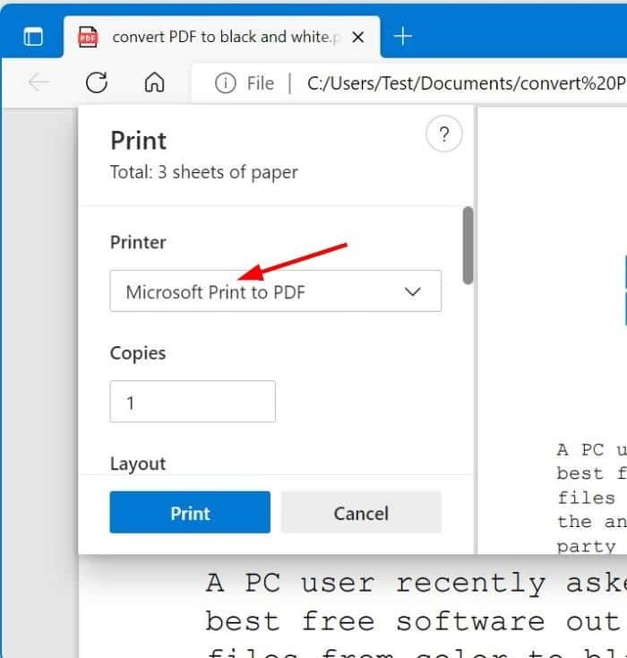 конвертировать цветной PDF в черно-белый в Windows pic2