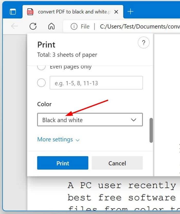 конвертировать цветной PDF в черно-белый в Windows pic3